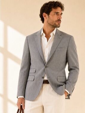 Strellson Tailored Virgin Wool Blazer Quiet Luxury Grey Sz 44R